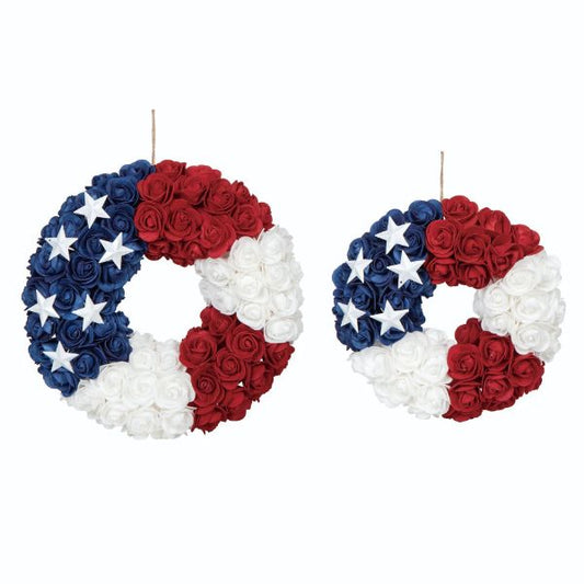 Stars and Roses Americana Flag Wreath Set of 2