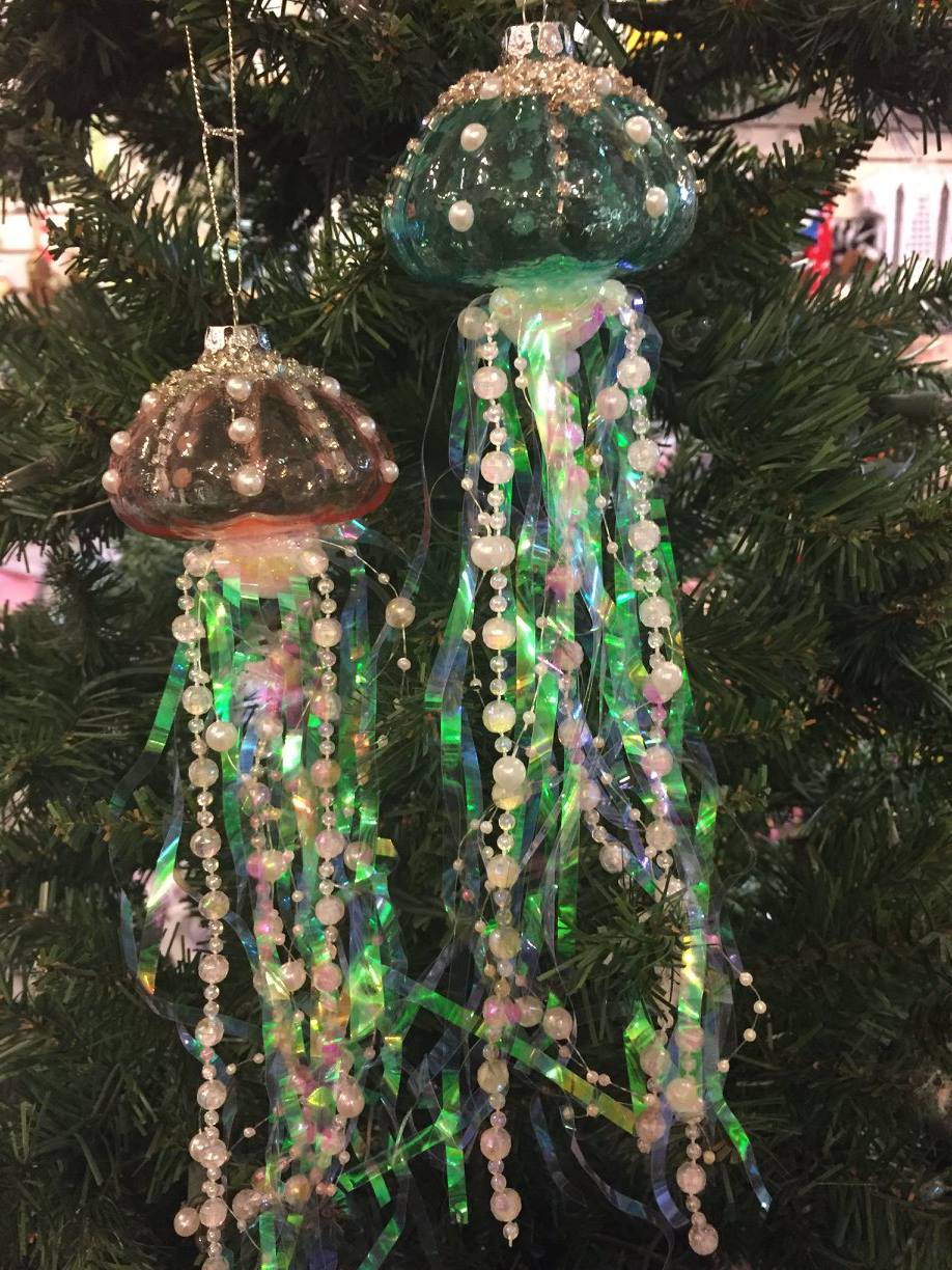 Glass Squid Ornaments - 2 assorted