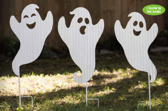 "Glow-in-the-Dark" Ghost Yard Stake - 3 assorted